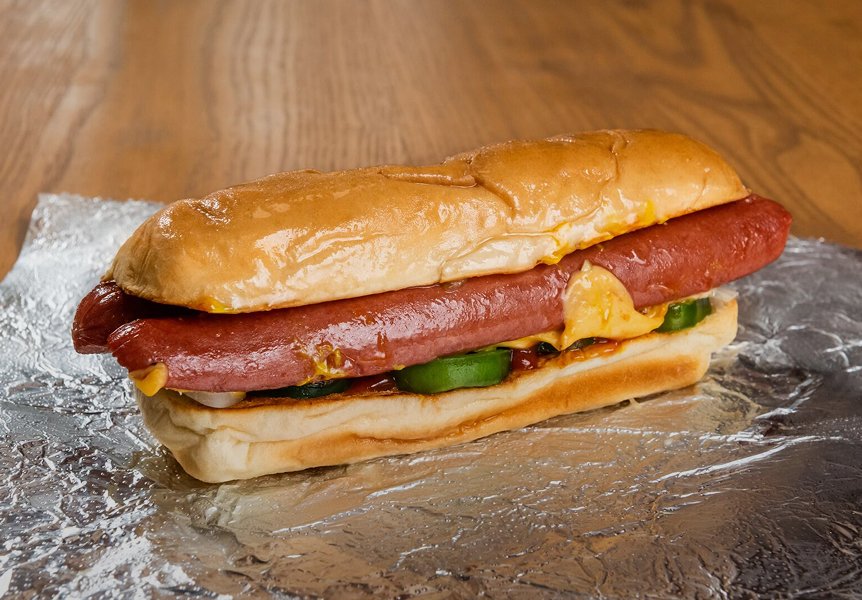Five Guys Cheese Dog with melted American cheese