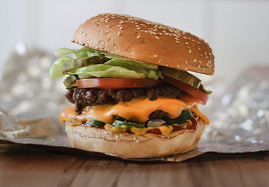 Five Guys Cheeseburger with American cheese and two patties