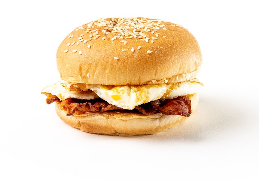 Five Guys Egg and Bacon breakfast sandwich