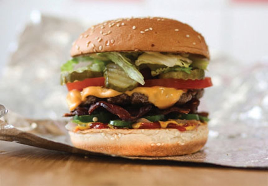 Five Guys Little Bacon Cheeseburger single patty with cheese and bacon