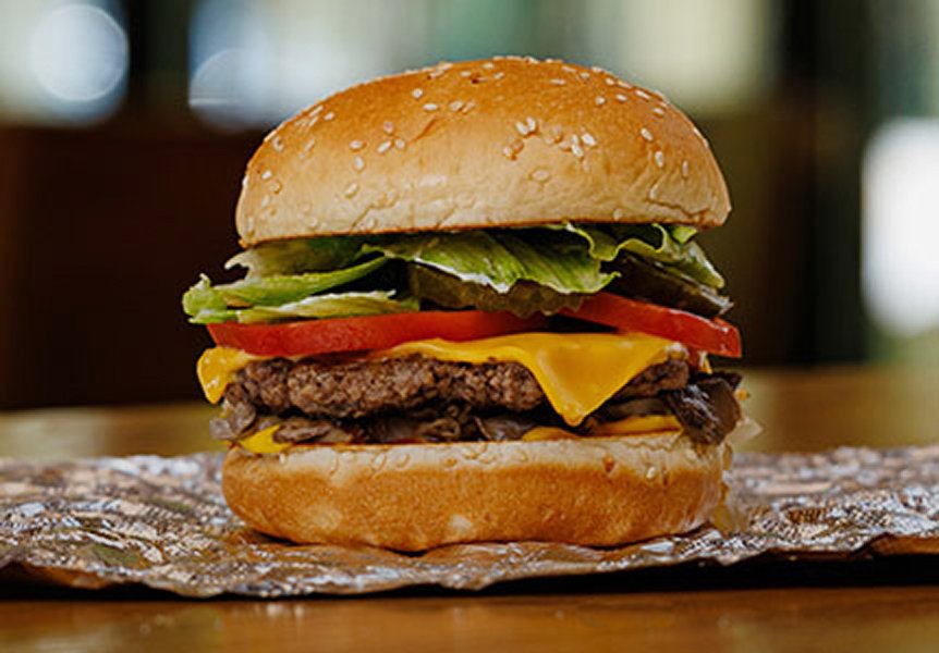 Five Guys Little Cheeseburger single patty with cheese